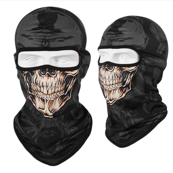 Tactical Skull Ghost Printed Full Face Mask Balaclava Halloween Ski Motorcycle - Picture 1 of 6
